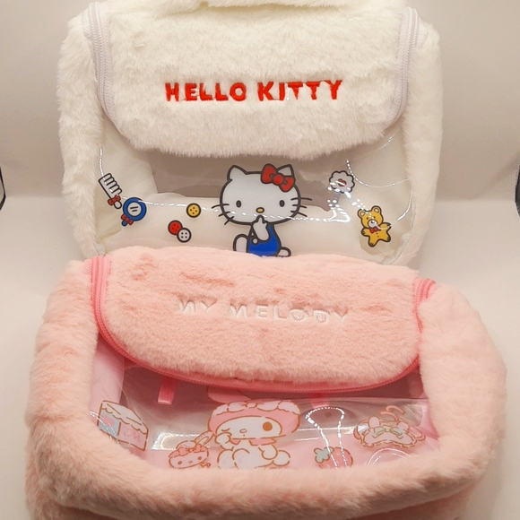 Sanrio HELLO KITTY Plush Clear Organizer Travel Storage Makeup Toiletries Bag - Picture 5 of 13